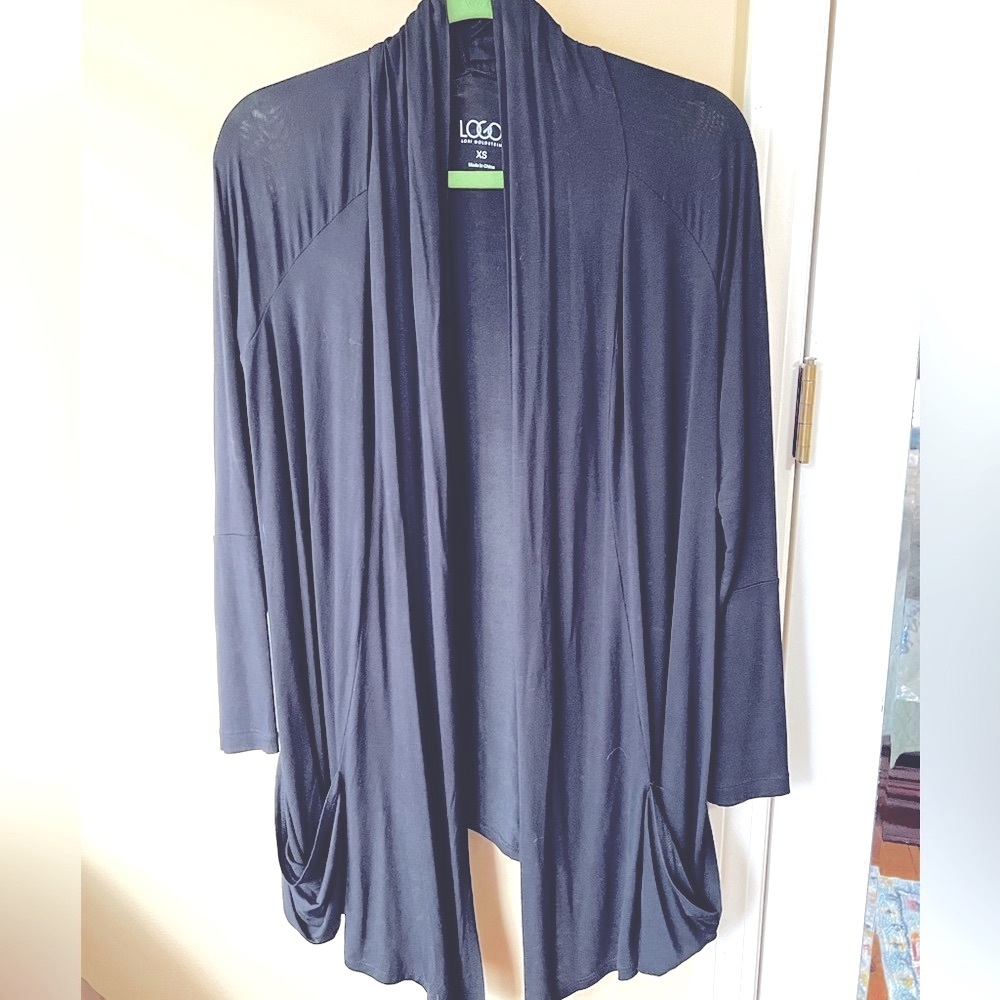 Black cardigan jersey fabric Logo XS S cardigan rayon yoga lounge casual